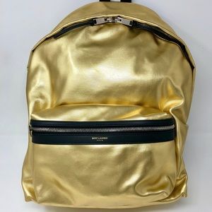 UNISEX Saint Laurent Gold Leather Backpack